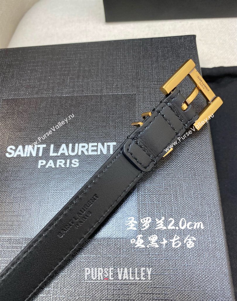 Saint Laurent Width 2cm cassandre thin belt with square buckle 554465 05 (99belt-231228y15)