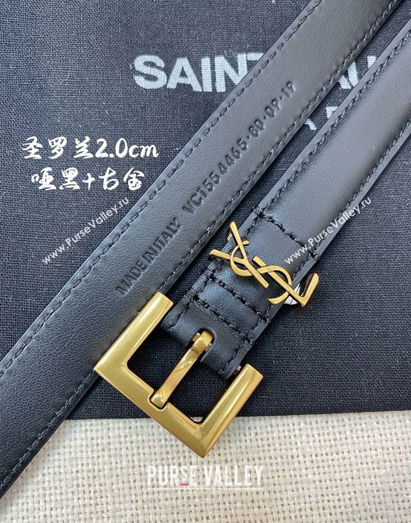 Saint Laurent Width 2cm cassandre thin belt with square buckle 554465 05 (99belt-231228y15)