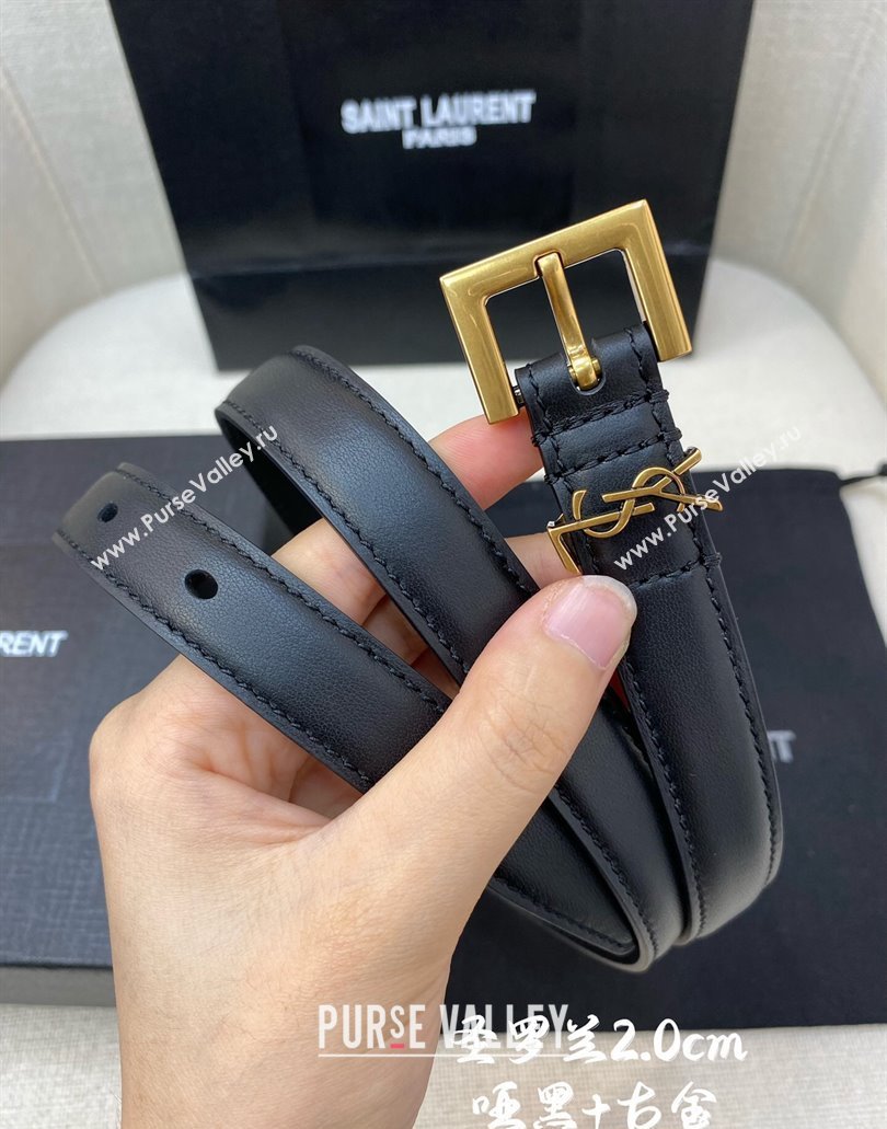 Saint Laurent Width 2cm cassandre thin belt with square buckle 554465 05 (99belt-231228y15)