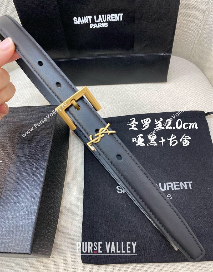 Saint Laurent Width 2cm cassandre thin belt with square buckle 554465 05 (99belt-231228y15)