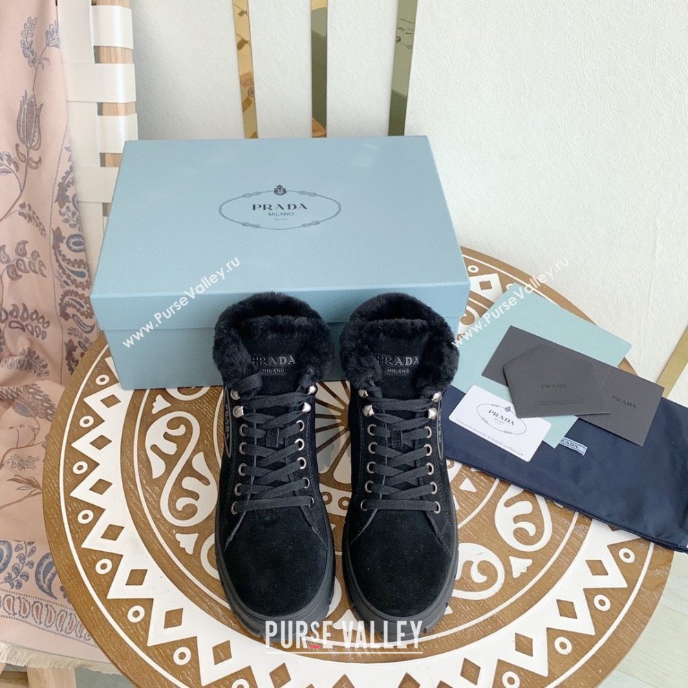 Prada Nylon lace-up booties black 1T490M 2023 (keer-231023-07)