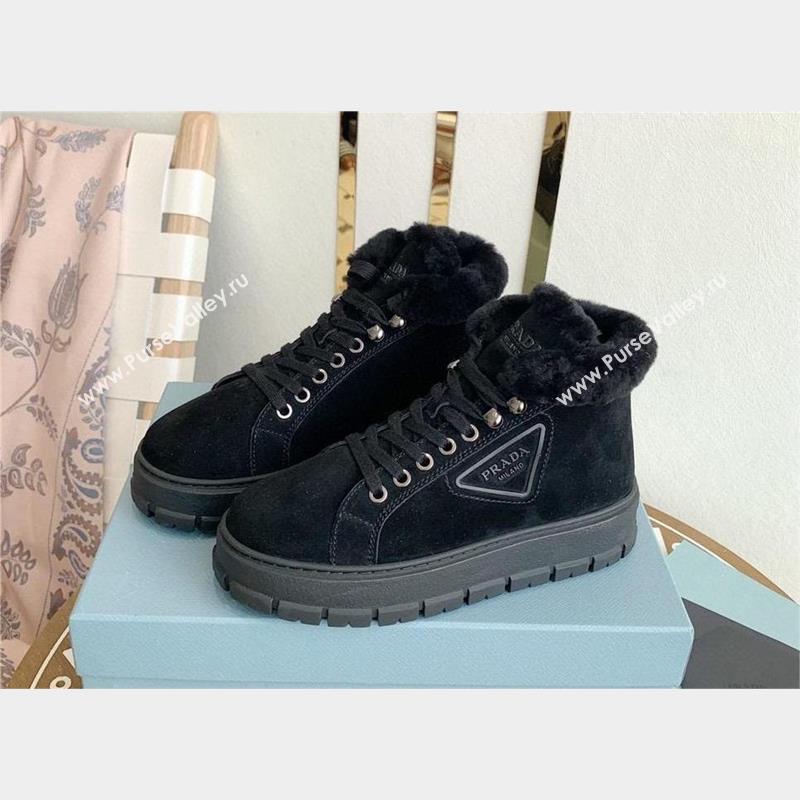 Prada Nylon lace-up booties black 1T490M 2023 (keer-231023-07)