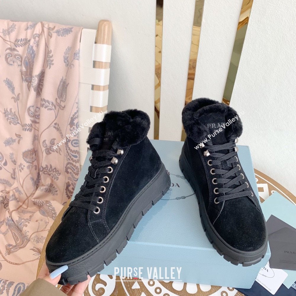 Prada Nylon lace-up booties black 1T490M 2023 (keer-231023-07)