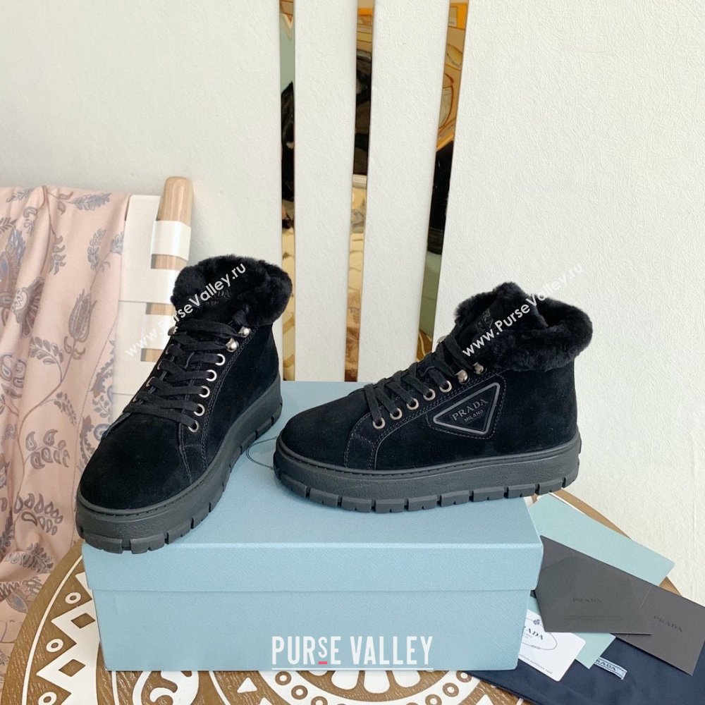 Prada Nylon lace-up booties black 1T490M 2023 (keer-231023-07)