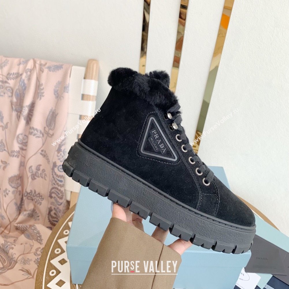 Prada Nylon lace-up booties black 1T490M 2023 (keer-231023-07)