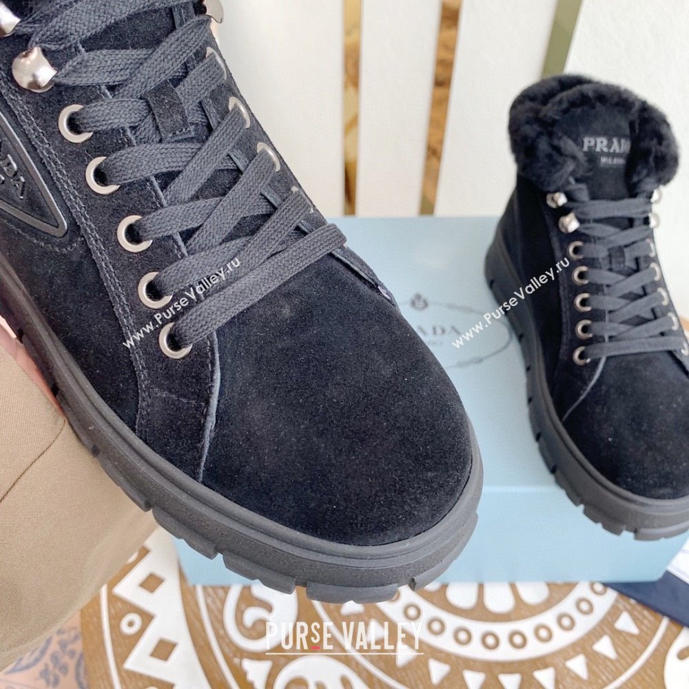 Prada Nylon lace-up booties black 1T490M 2023 (keer-231023-07)