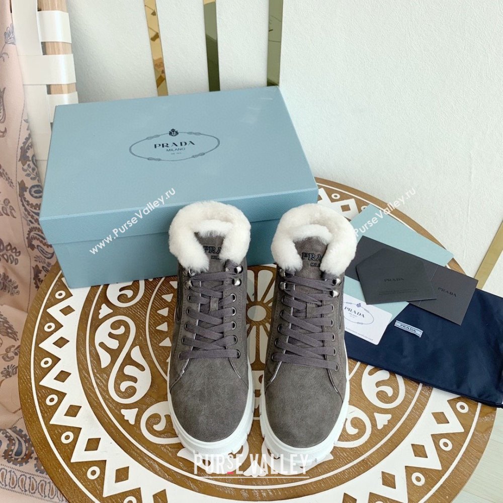 Prada Nylon lace-up booties dark gray 1T490M 2023 (keer-231023-08)