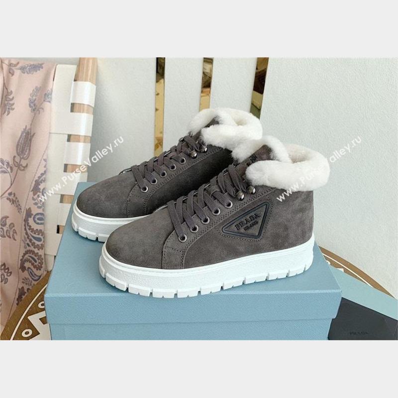 Prada Nylon lace-up booties dark gray 1T490M 2023 (keer-231023-08)