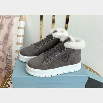 Prada Nylon lace-up booties dark gray 1T490M 2023 (keer-231023-08)