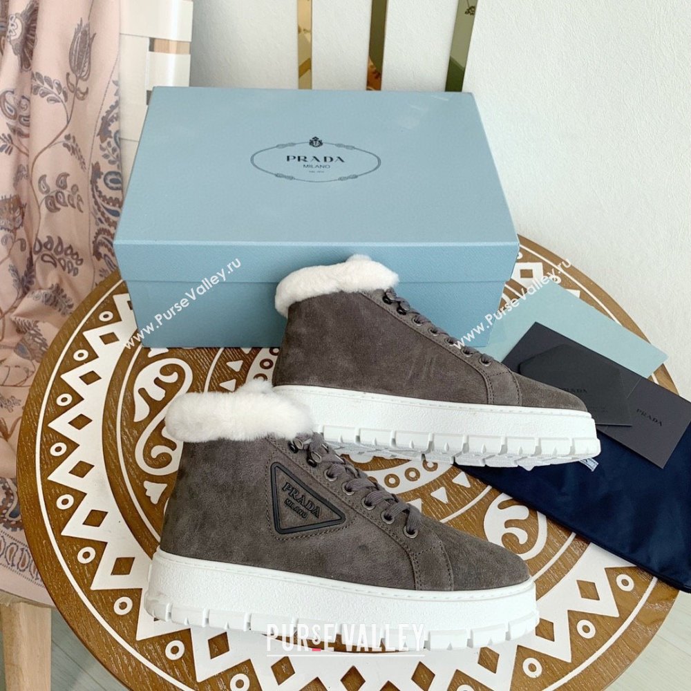 Prada Nylon lace-up booties dark gray 1T490M 2023 (keer-231023-08)