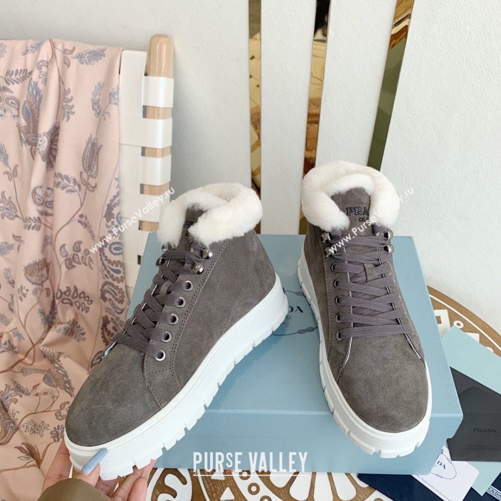 Prada Nylon lace-up booties dark gray 1T490M 2023 (keer-231023-08)
