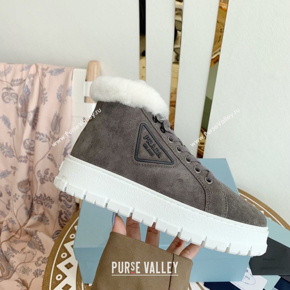 Prada Nylon lace-up booties dark gray 1T490M 2023 (keer-231023-08)