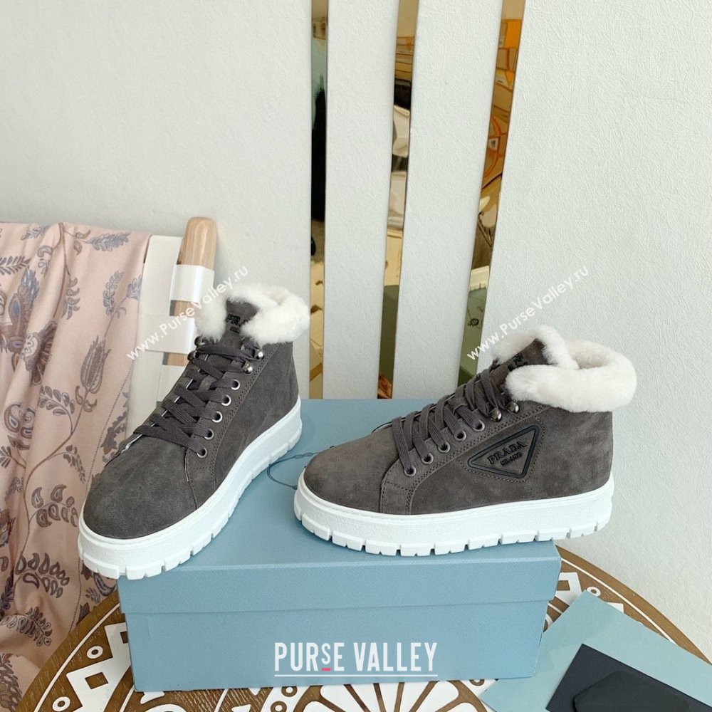 Prada Nylon lace-up booties dark gray 1T490M 2023 (keer-231023-08)