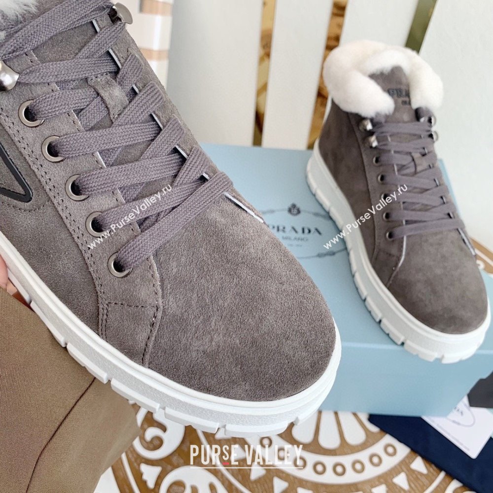 Prada Nylon lace-up booties dark gray 1T490M 2023 (keer-231023-08)