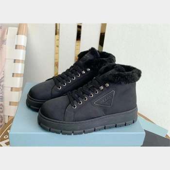 Prada Nylon lace-up booties navy blue 1T490M 2023 (keer-231023-09)