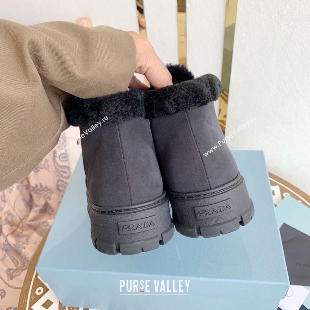 Prada Nylon lace-up booties navy blue 1T490M 2023 (keer-231023-09)