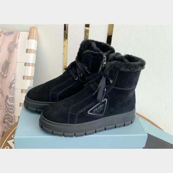 Prada Nylon gabardine lace-up booties black 1T492M 2023 (keer-231023-10)