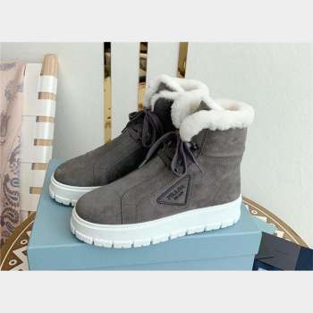 Prada Nylon gabardine lace-up booties dark grey 1T492M 2023 (keer-231023-11)