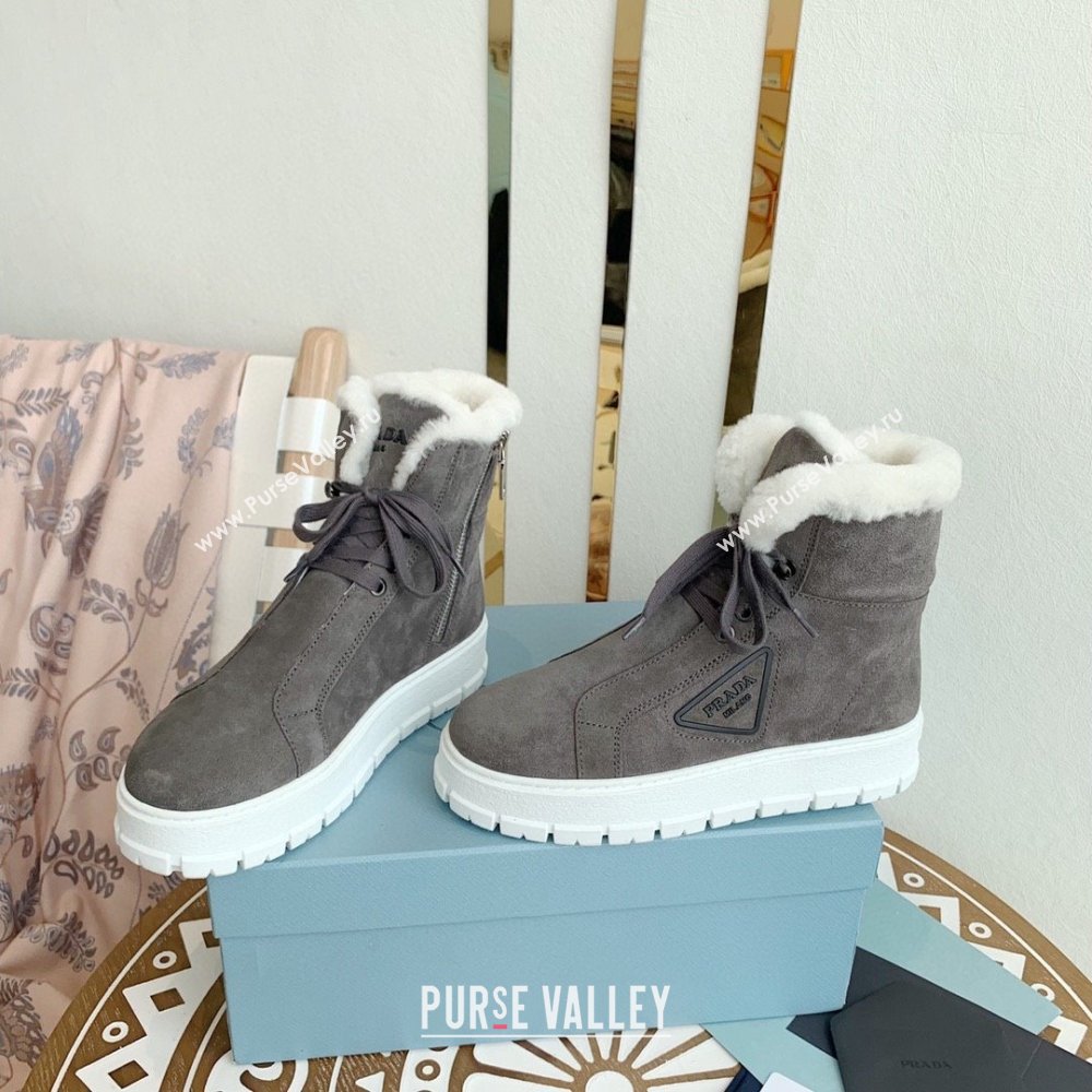 Prada Nylon gabardine lace-up booties dark grey 1T492M 2023 (keer-231023-11)