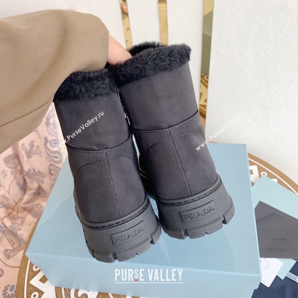 Prada Nylon gabardine lace-up booties navy blue 1T492M 2023 (keer-231023-12)