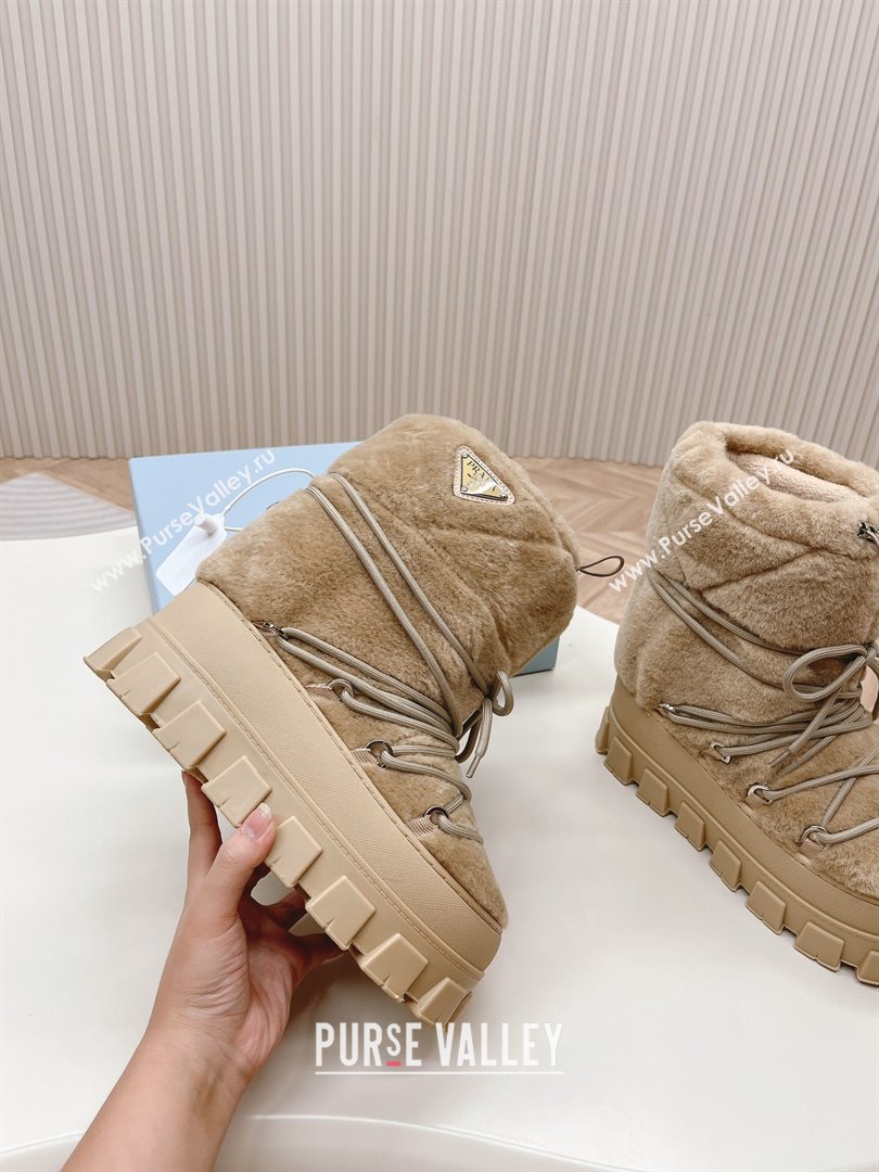 Prada Shearling apres-ski boots Ecru 1U032N 2023 (diliya-231024-01)