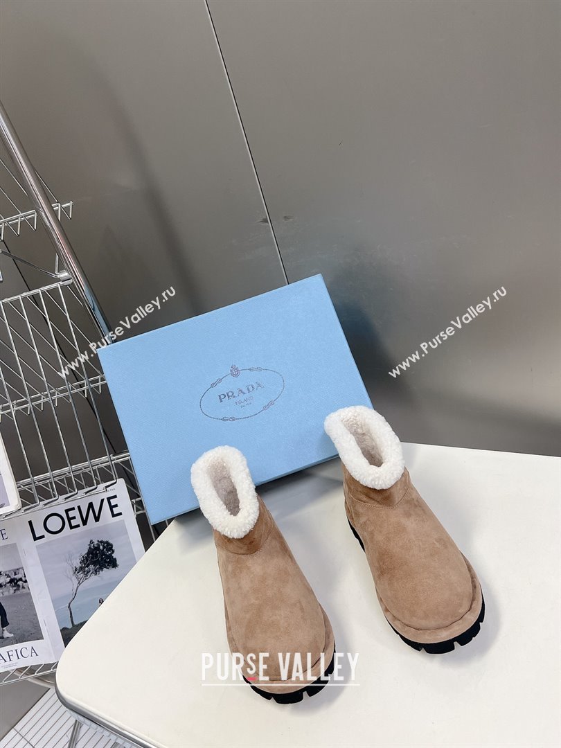 Prada Shearling booties Ecru 1T217N 2023 (modeng-231024-01)