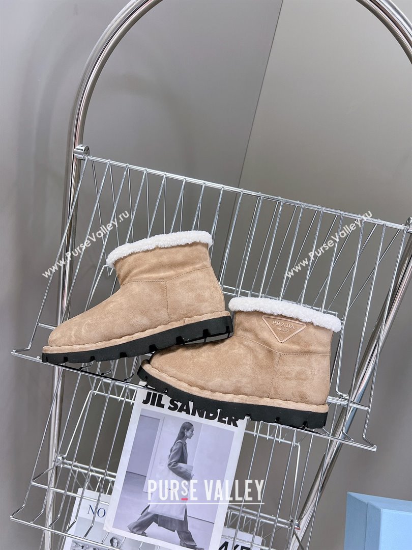 Prada Shearling booties Ecru 1T217N 2023 (modeng-231024-01)