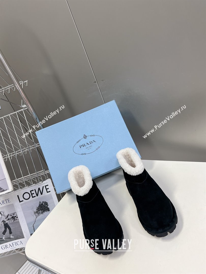 Prada Shearling booties black 1T217N 2023 (modeng-231024-03)