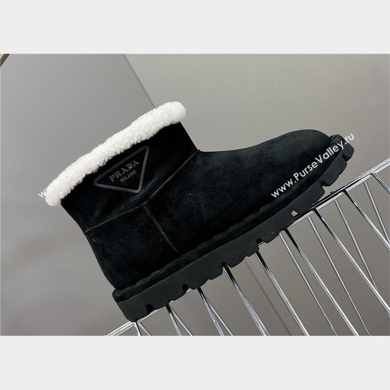 Prada Shearling booties black 1T217N 2023 (modeng-231024-03)