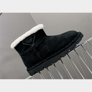 Prada Shearling booties black 1T217N 2023 (modeng-231024-03)