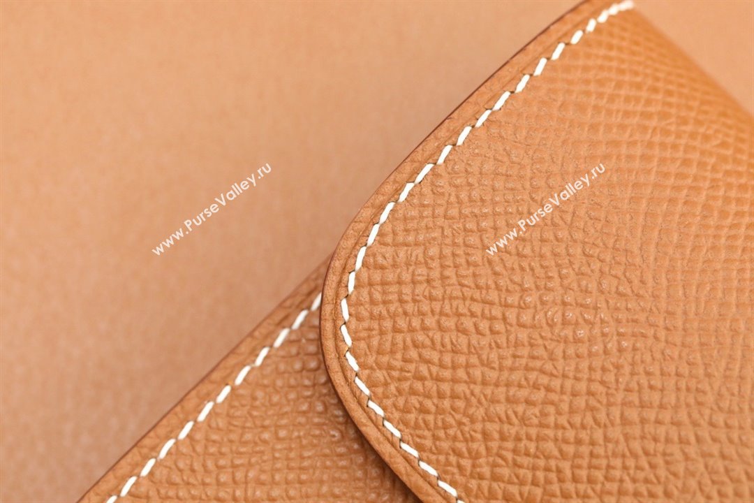 Hermes epsom leather Constance Slim Wallet with belt handmade gold brown/gold (original quality) (ayan-240115-12)