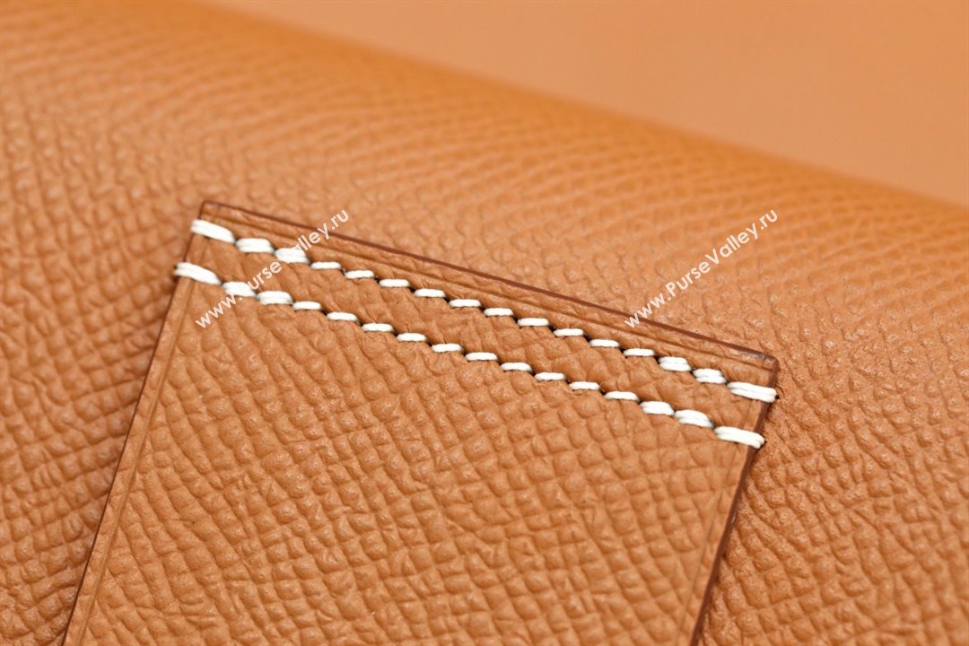 Hermes epsom leather Constance Slim Wallet with belt handmade gold brown/gold (original quality) (ayan-240115-12)