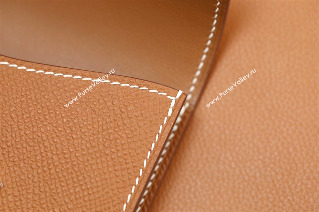 Hermes epsom leather Constance Slim Wallet with belt handmade gold brown/gold (original quality) (ayan-240115-12)