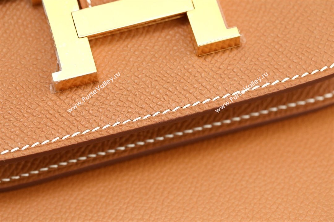 Hermes epsom leather Constance Slim Wallet with belt handmade gold brown/gold (original quality) (ayan-240115-12)