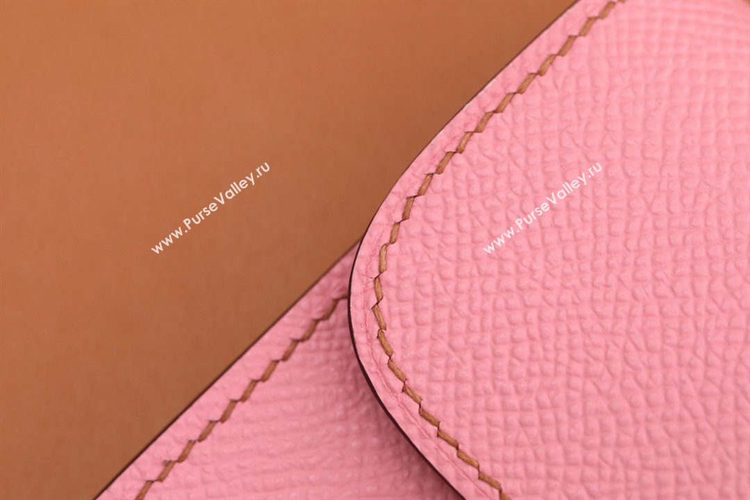 Hermes epsom leather Constance Slim Wallet with belt handmade pink/silver (original quality) (ayan-240115-13)