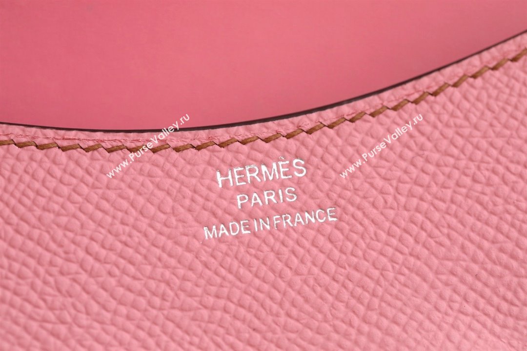 Hermes epsom leather Constance Slim Wallet with belt handmade pink/silver (original quality) (ayan-240115-13)