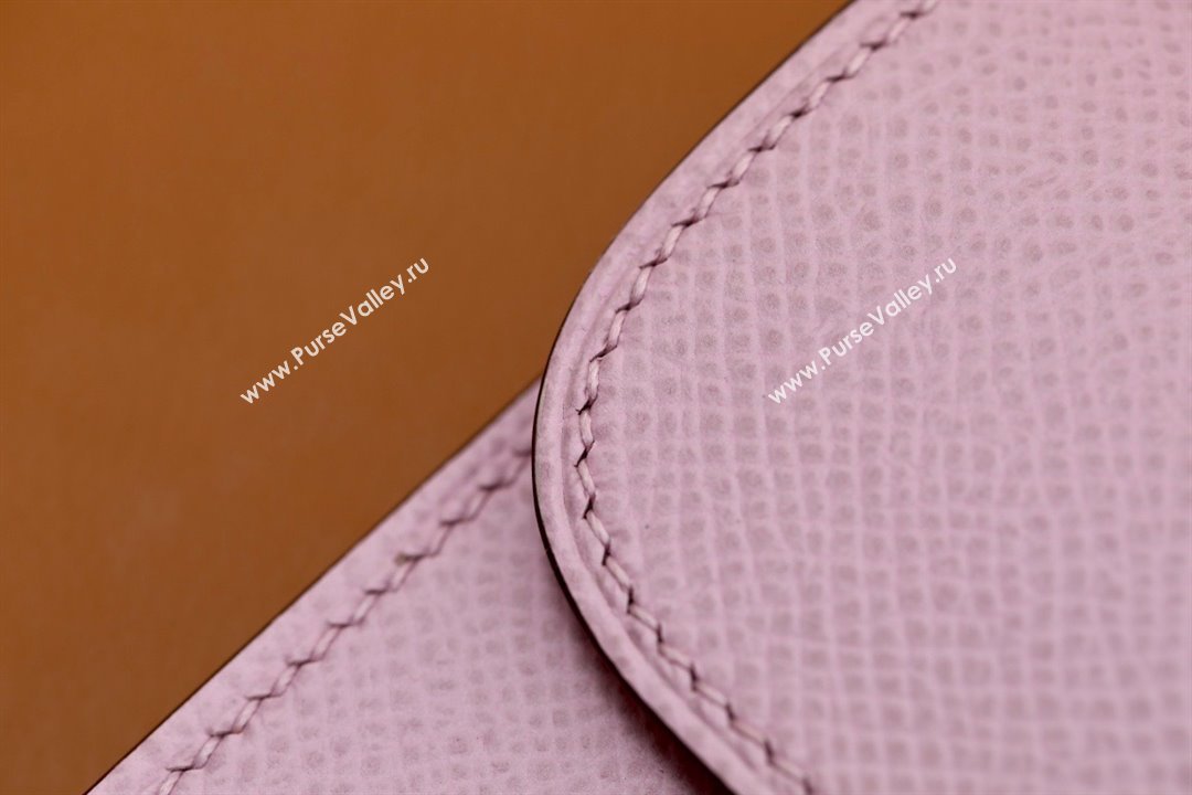 Hermes epsom leather Constance Slim Wallet with belt handmade mauve sylvestre/silver (original quality) (ayan-240115-14)