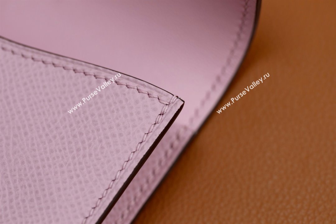 Hermes epsom leather Constance Slim Wallet with belt handmade mauve sylvestre/silver (original quality) (ayan-240115-14)