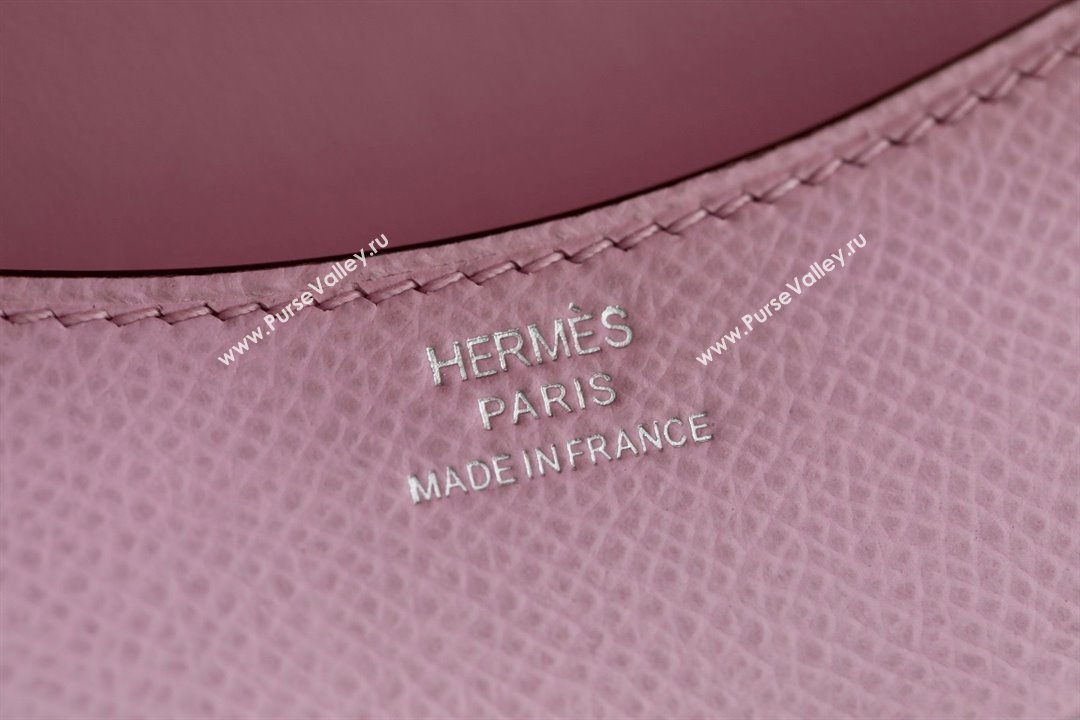 Hermes epsom leather Constance Slim Wallet with belt handmade mauve sylvestre/silver (original quality) (ayan-240115-14)