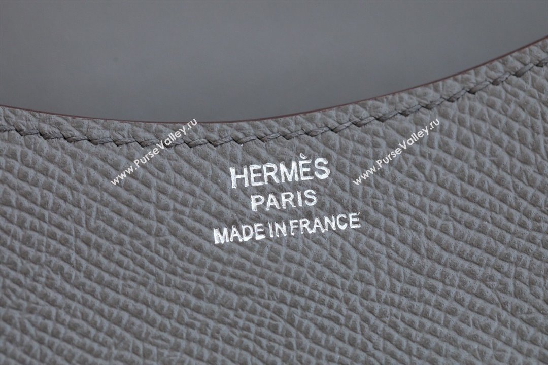 Hermes epsom leather Constance Slim Wallet with belt handmade gris etain/silver (original quality) (ayan-240115-04)