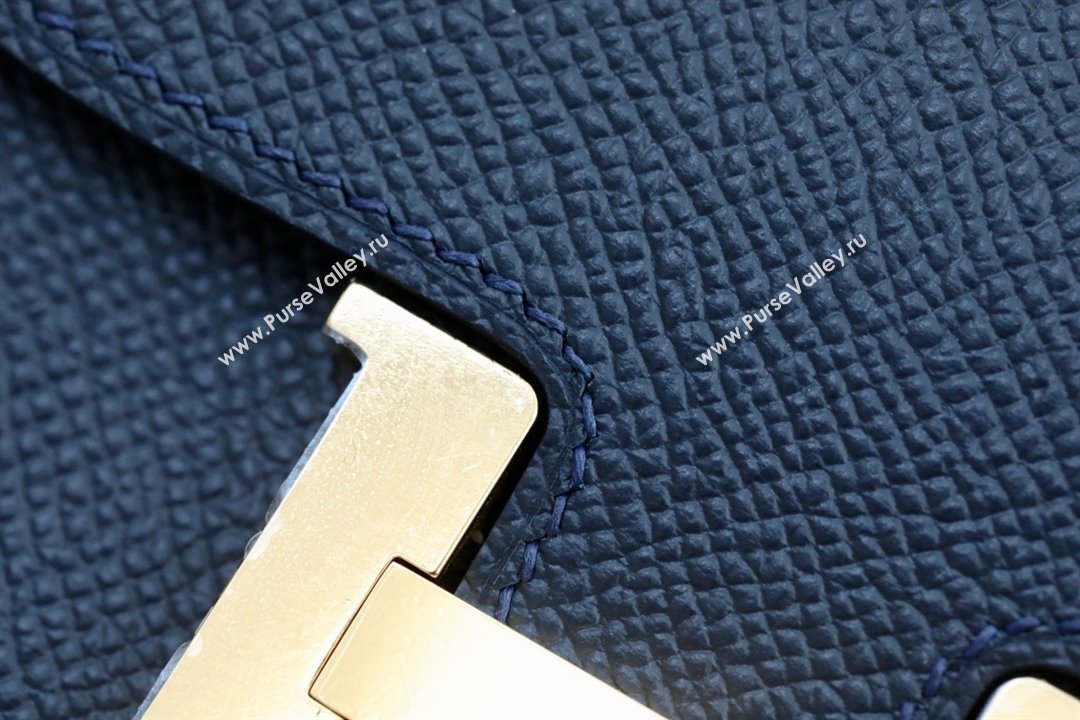 Hermes epsom leather Constance Slim Wallet with belt handmade bleu nuit/gold (original quality) (ayan-240115-07)