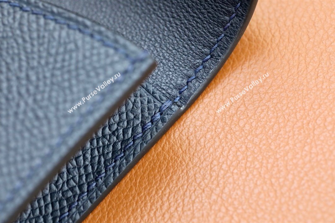 Hermes epsom leather Constance Slim Wallet with belt handmade bleu nuit/gold (original quality) (ayan-240115-07)