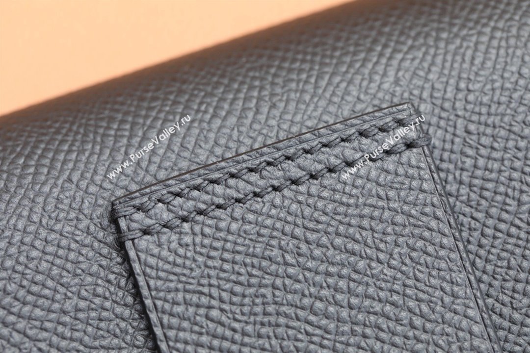 Hermes epsom leather Constance Slim Wallet with belt handmade noir/silver (original quality) (ayan-240115-09)