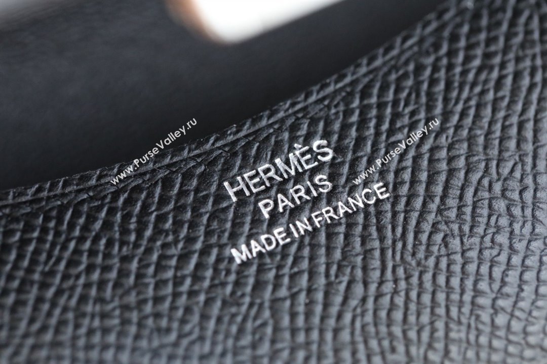 Hermes epsom leather Constance Slim Wallet with belt handmade noir/silver (original quality) (ayan-240115-09)