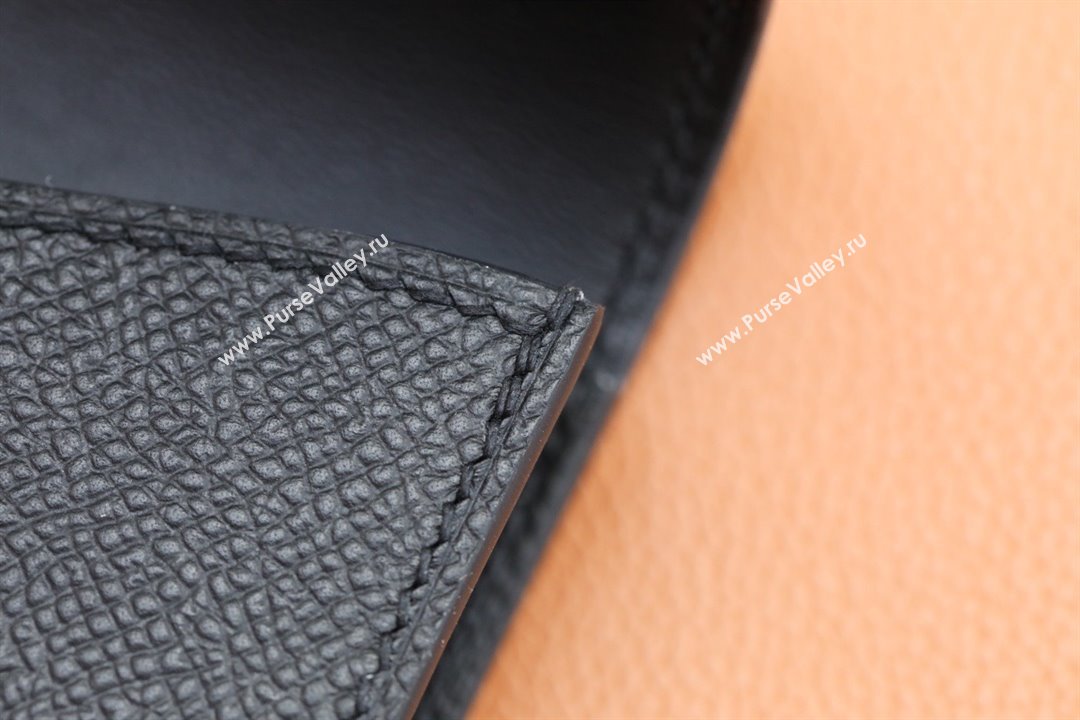 Hermes epsom leather Constance Slim Wallet with belt handmade noir/silver (original quality) (ayan-240115-09)