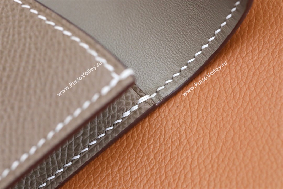 Hermes epsom leather Constance Slim Wallet with belt handmade etoupe/silver (original quality) (ayan-240115-10)