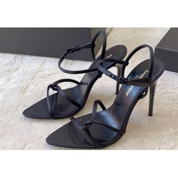 Saint Laurent Heel 10cm clara sandals in crepe satin 742236 Black 2024 (kaola-24010801)
