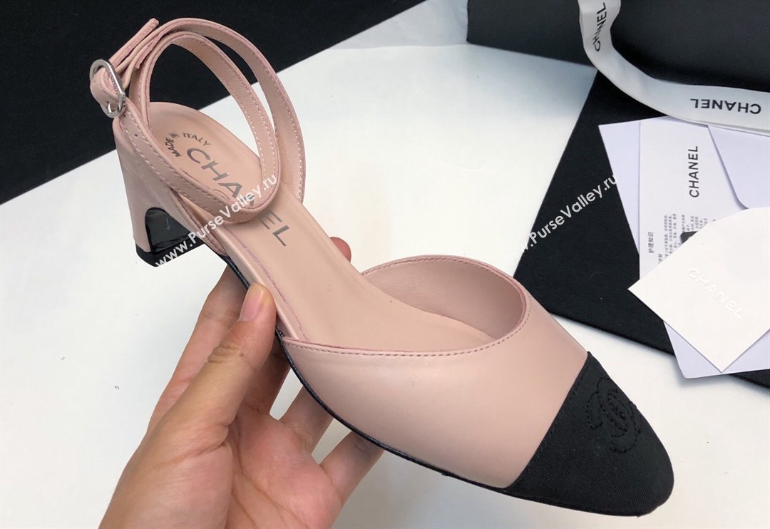 Chanel Heel 4cm Lambskin Grosgrain Slingbacks G45370 Beige 2024 (modeng-24010417)