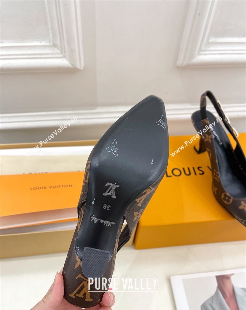 Louis Vuitton Heel 6.5cm Sparkle Slingback Pumps in Monogram Canvas 2024 (modeng-24010831)