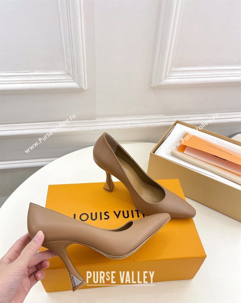 Louis Vuitton Heel 9.5cm Sparkle Pumps in Calf leather Brown 2024 (modeng-24010859)